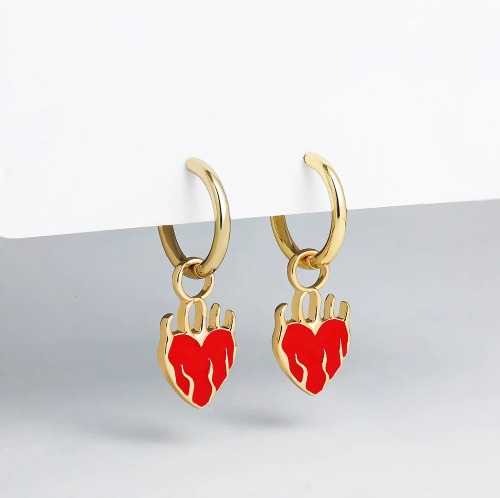 Love is Fire Charms Hoops