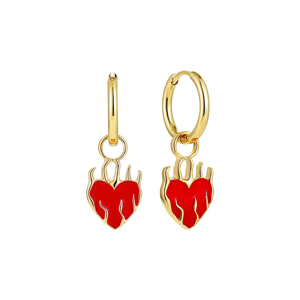 Love is Fire Charms Hoops