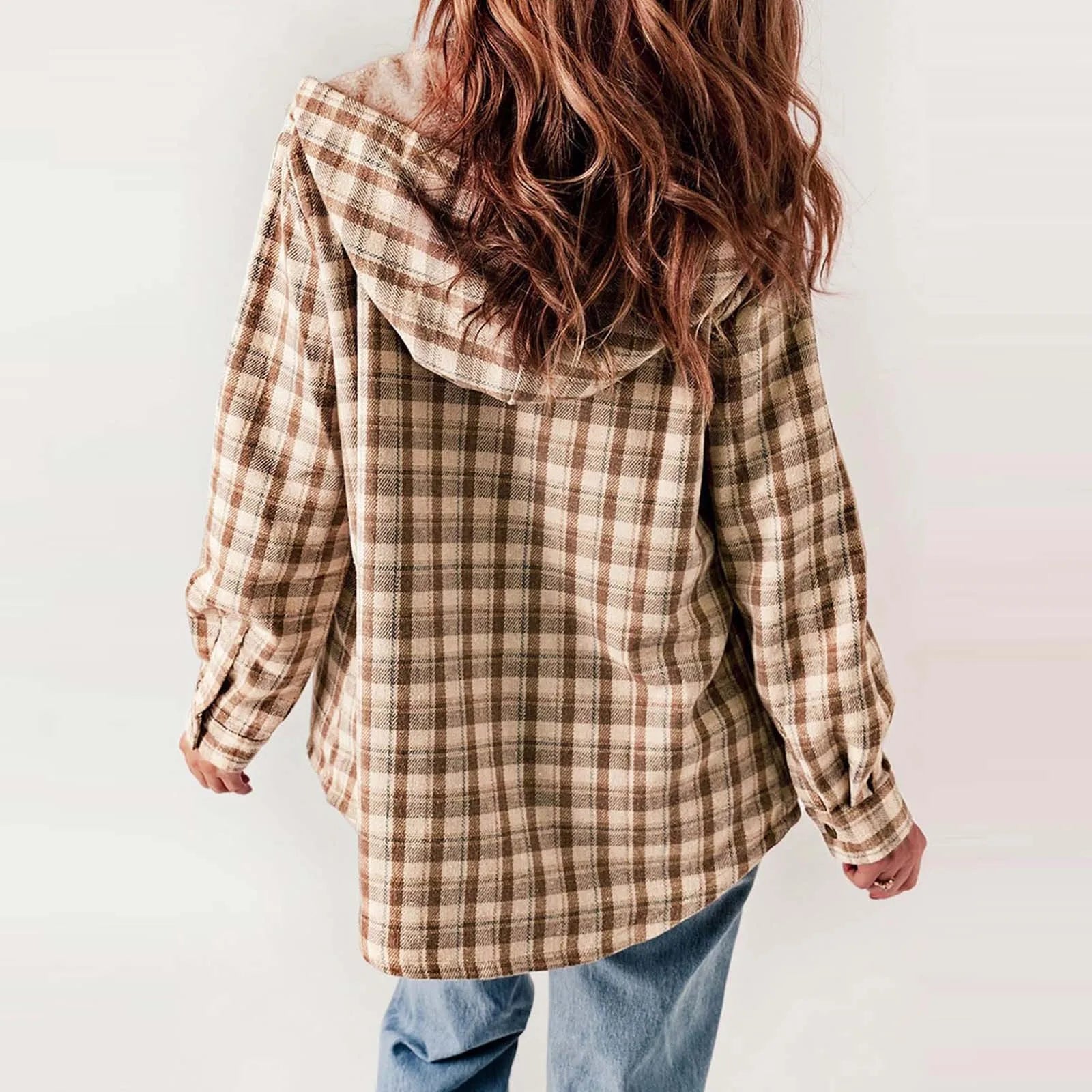 Lena Plaid Fleece Hooded Coat