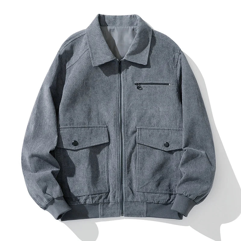 Canvas Bomber Zipper Jacket