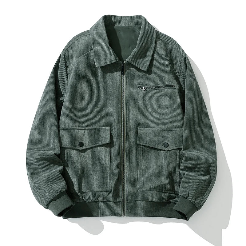 Canvas Bomber Zipper Jacket